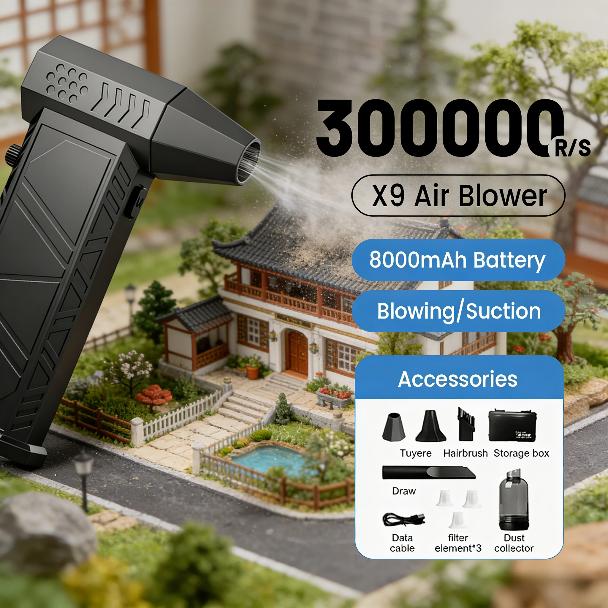 

Violent Fan 400000RPM Powerful Air Blower Vacuum Dust Cleaner Type-C Charging Strong Winds 53m/s Brushless Turbo Jet Blower ﻿