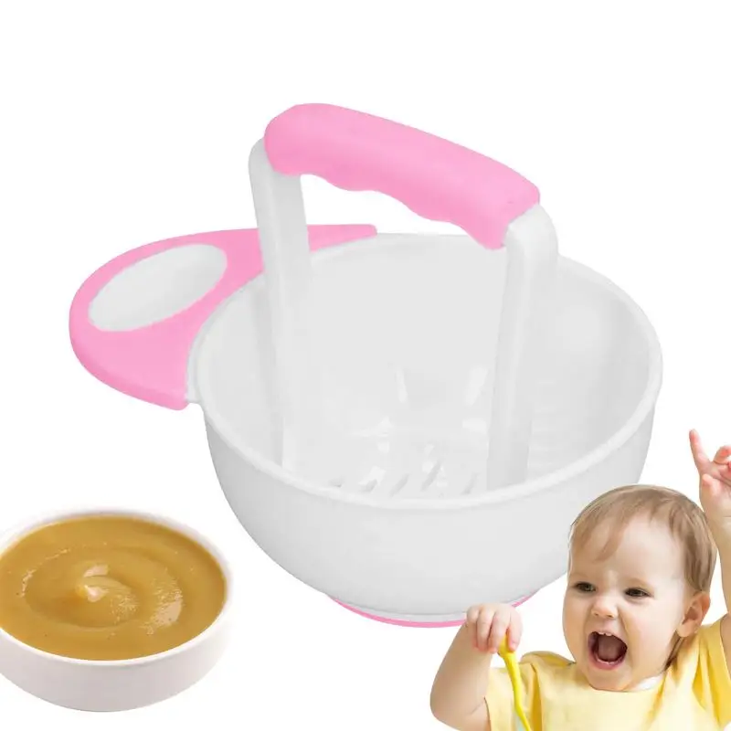 Food Masher Bowl Set Food Serving Bowl With Grinding Rod Non-Slip Food Mill Bowl Anti-Scalding Food Crusher For Kids Food