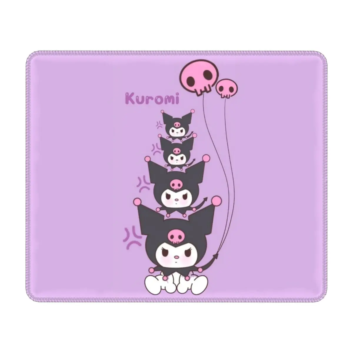 Custom Kuromi Manga Anime Computer Mouse Pads Soft Mousepad with Stitched Edges Non-Slip Rubber Mouse Mat for Gamer