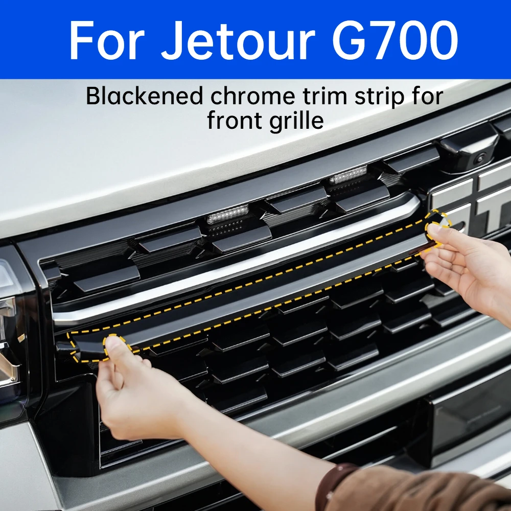 Für Jetour G700 Kühlergrill-Abdeckung, schwarze Zierleiste, vorderes und hinteres Logo, schwarze Abdeckung, Black Warrior Exterieur-Modifikationszubehör