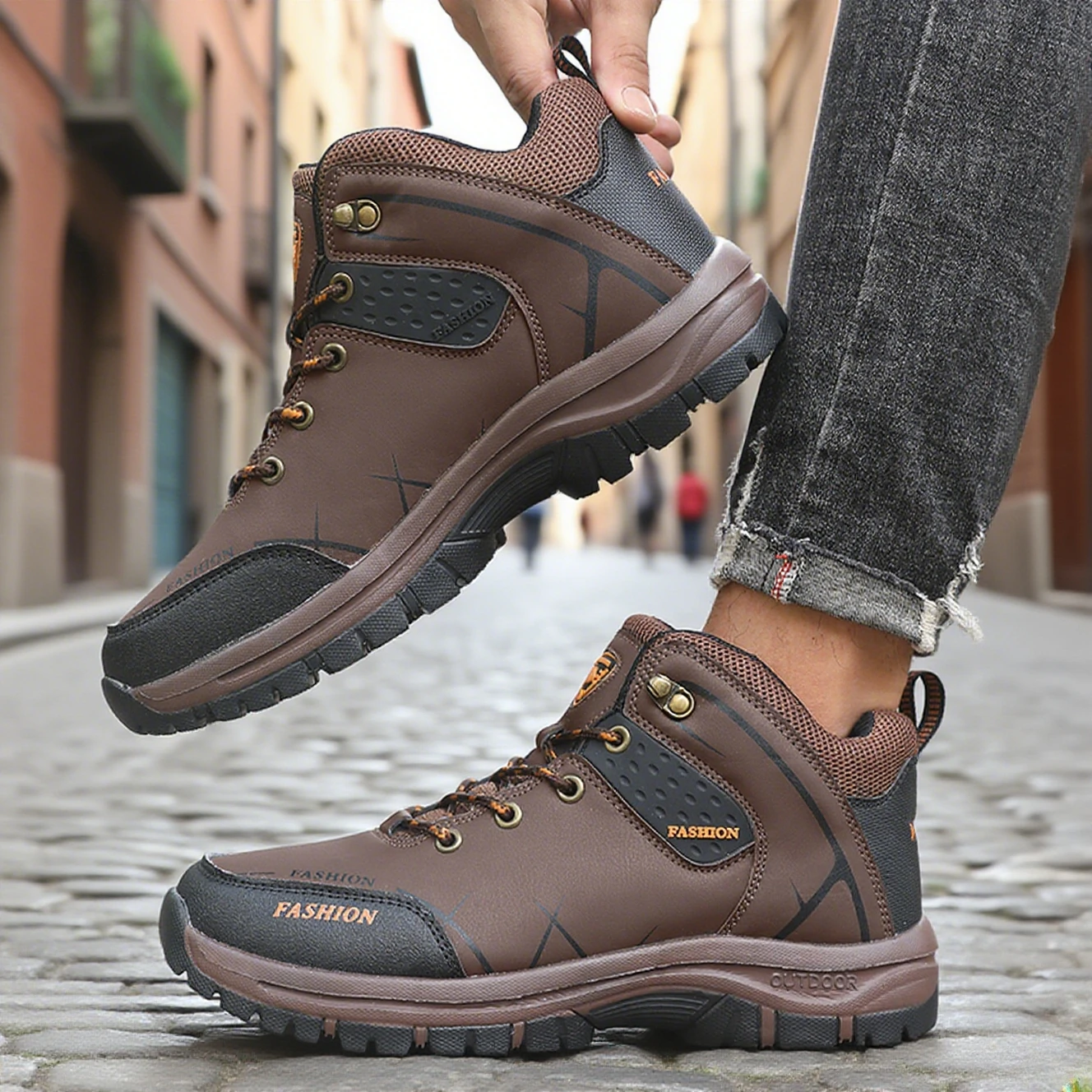 

Men's Ankle Boots Loafers Anti Slip Hiking Shoes Chelsea Boots Man Durable Outdoor City Adventure Shoes Flat Sneakers 2025 New