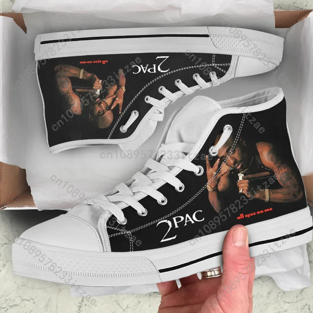 Hot Rap 2pac Tupac All Eyez On Me Arriveren Mode Lichtgewicht Hoge Top Canvas Schoenen Heren Dames Casual Schoenen Ademende Sneakers