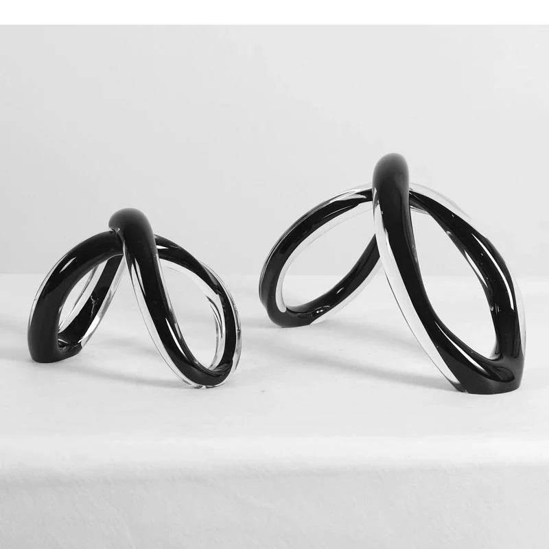 Black Glass Cross-twisting Pendulums Transparent Geometric Sculptures Knot Decorative Figurines Living Room Decoration