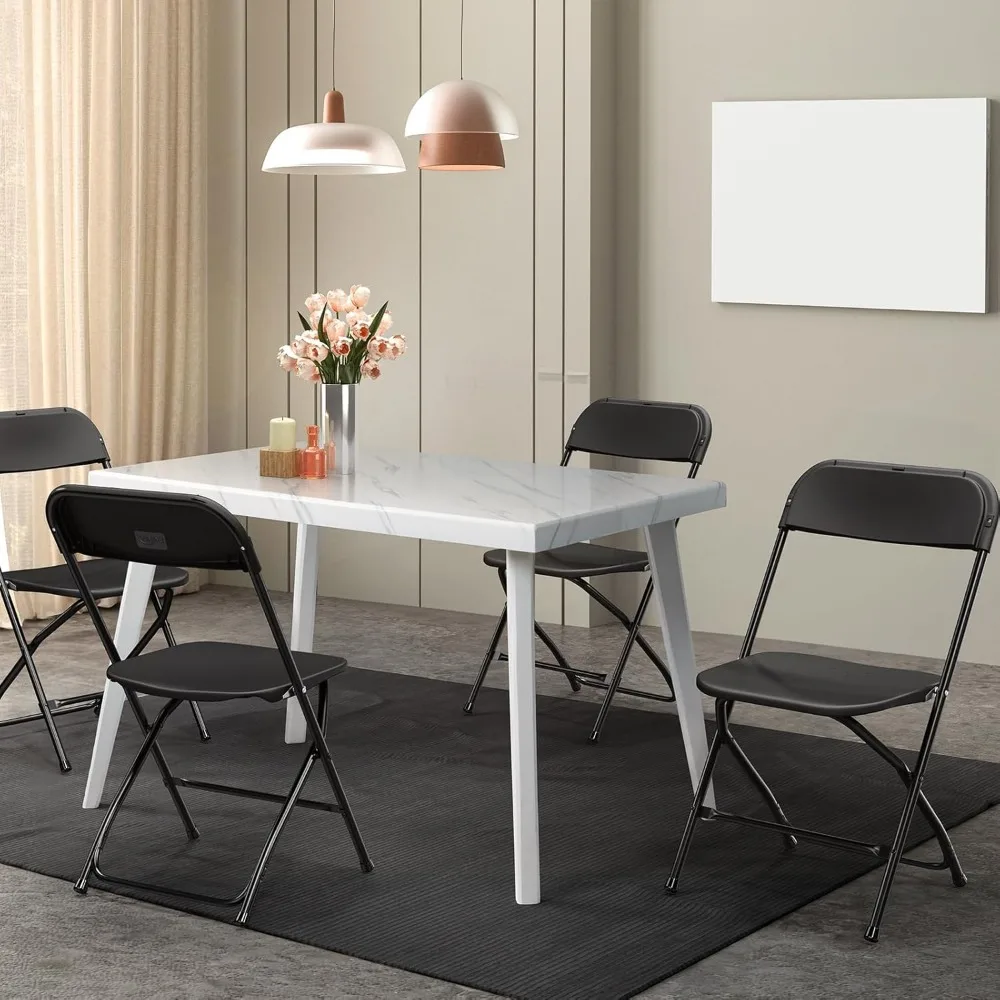 เก้าอี้พลาสติกพับได้แบบพกพา - 6 แพ็ค เก้าอี้นั่งในร่มกลางแจ้งสีดำพร้อมโครงเหล็ก ความจุ 350 ปอนด์