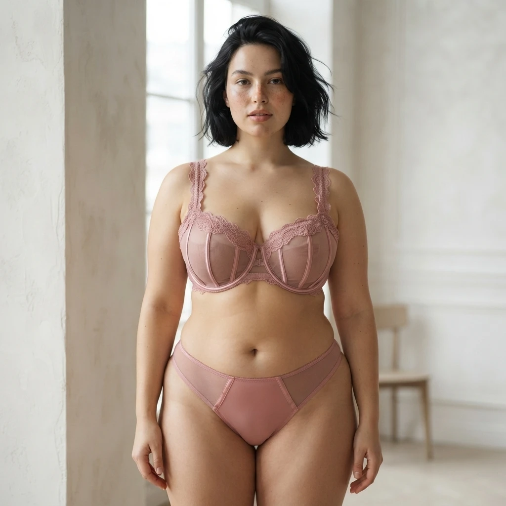 Women Plus Size Lace Bra And Panty Set Underwire Push Up Full Coverage Big Cup C D E F G H I J Lingerie 2 Pieces Daily Wear
