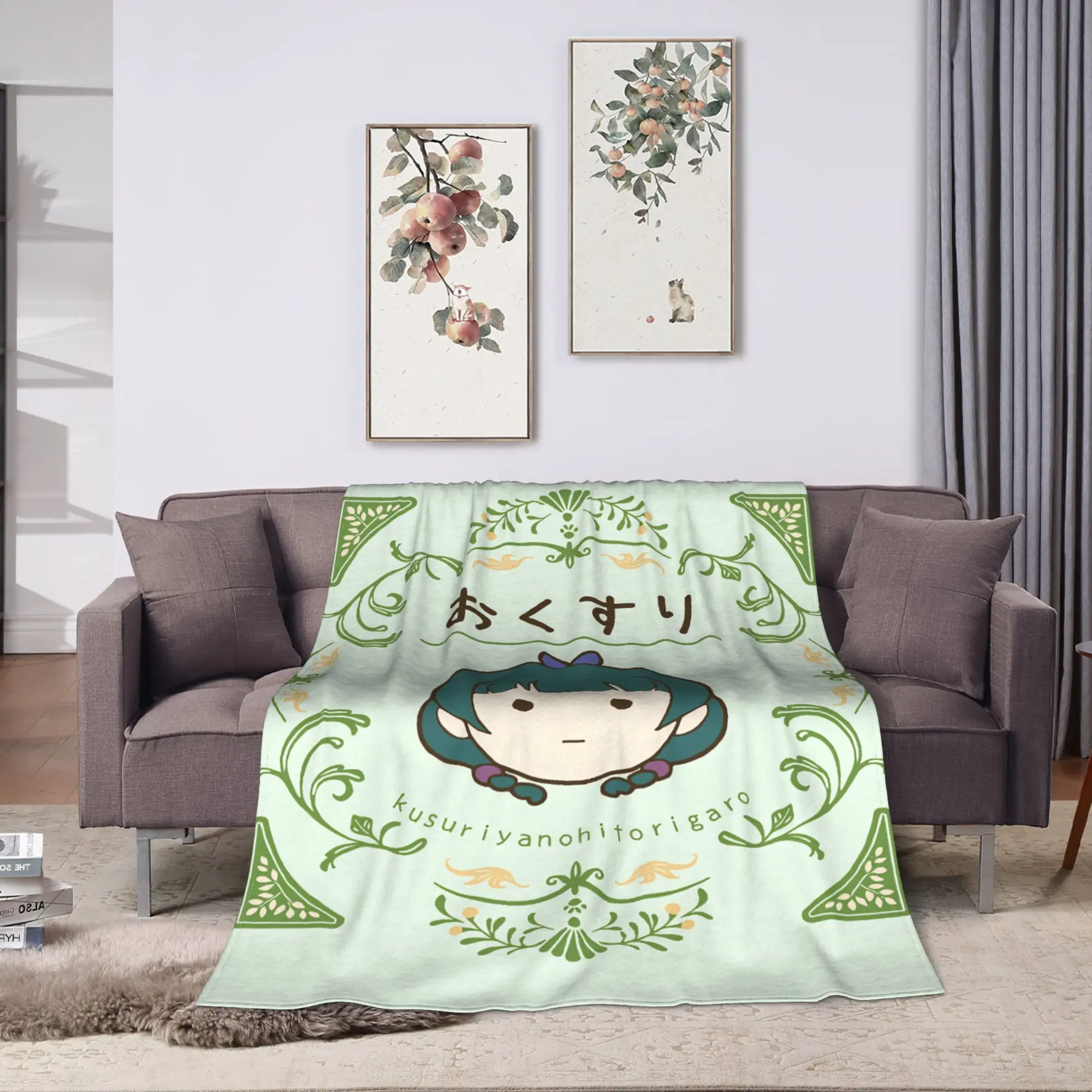 The Apothecary Diaries Maomao Green Girl Blanket Warm Fluffy Plush Throw Blanket For Living Room Flannel Bedspread Bed Cover
