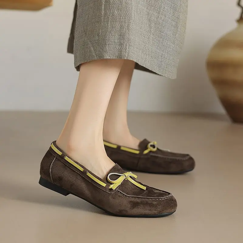 MORAZORA Size 34-40 New Women Flats Slip On Suede Loafers Spring Summer Flat Shoes Spring Summer Bowtie Casual Footwear Female