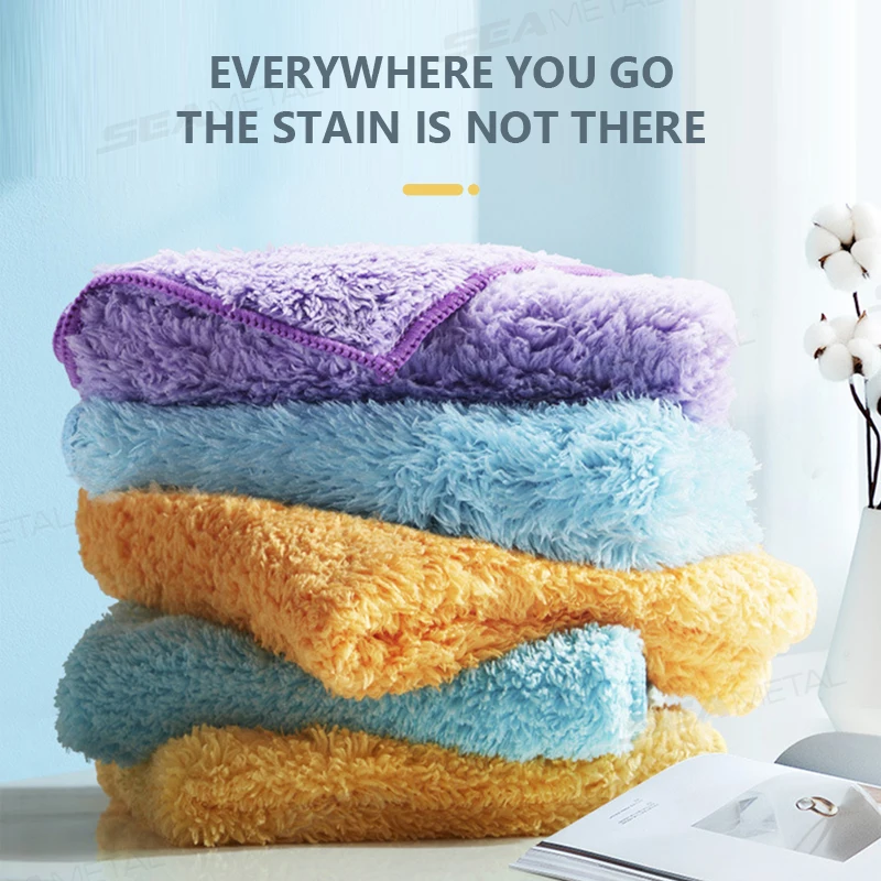 SEAMETAL 1/5PCS Edgeless Microfiber Auto Cleaning Towels Multifunctional Car Wash Towel Fast Dry Cloth Clean Rags 23x27/35x35cm