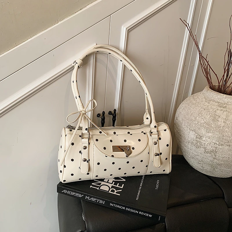 2026 High Quality Sweet Shoulder Bags for Women Polka Dots Design Fashion PU Temperament Large Capacity Crossbody Bags