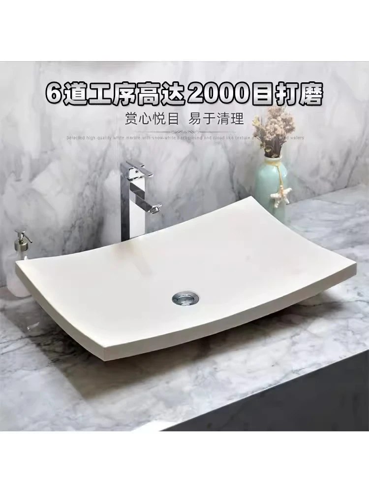 

Marble sink European retro art stone countertop basin balcony bathroom