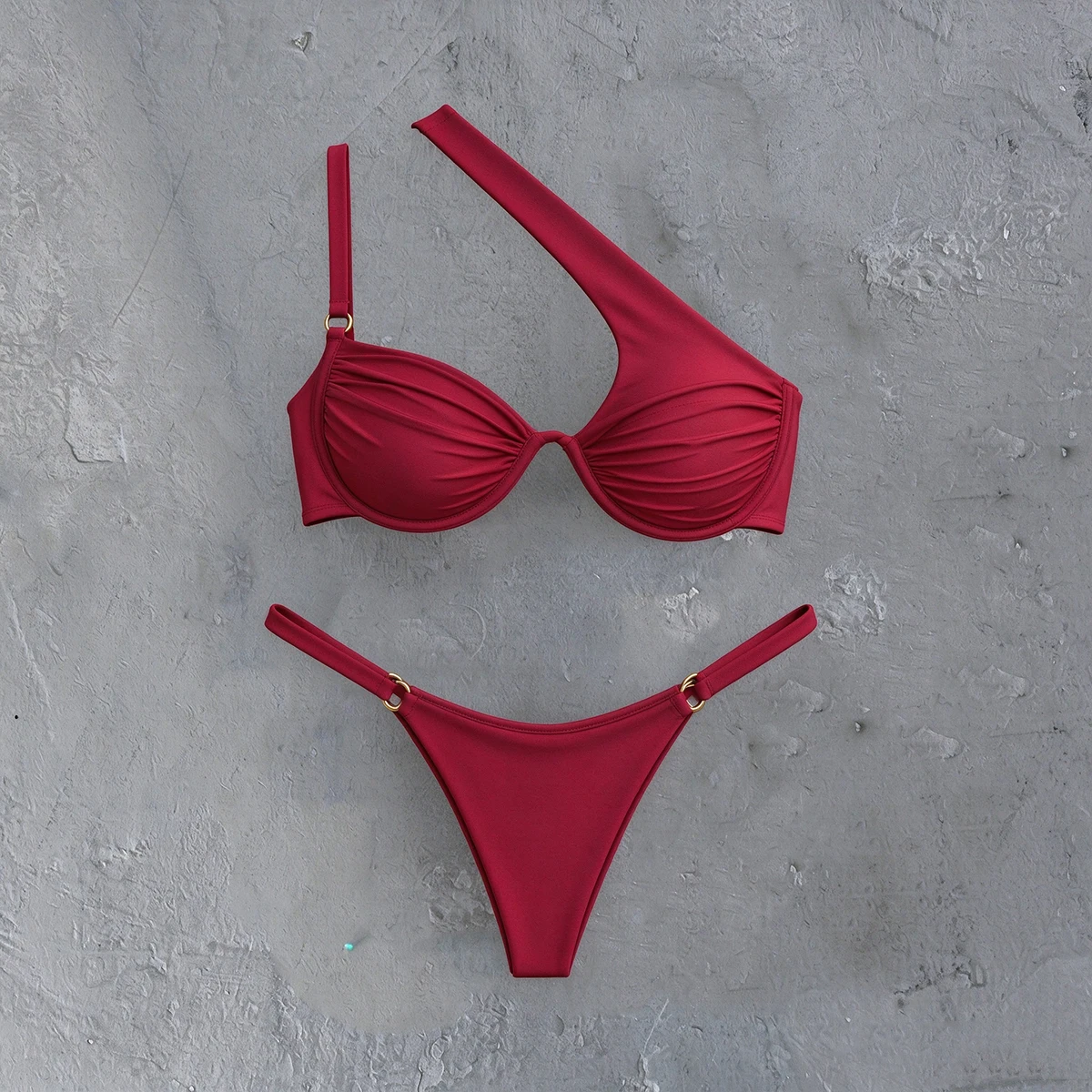 Push Up Bikinis Sexy Women Swimsuit Female Swimwear Biquini Bikini Set One Shoulder Bathing Suit Swimming Suit Solid Beachwear