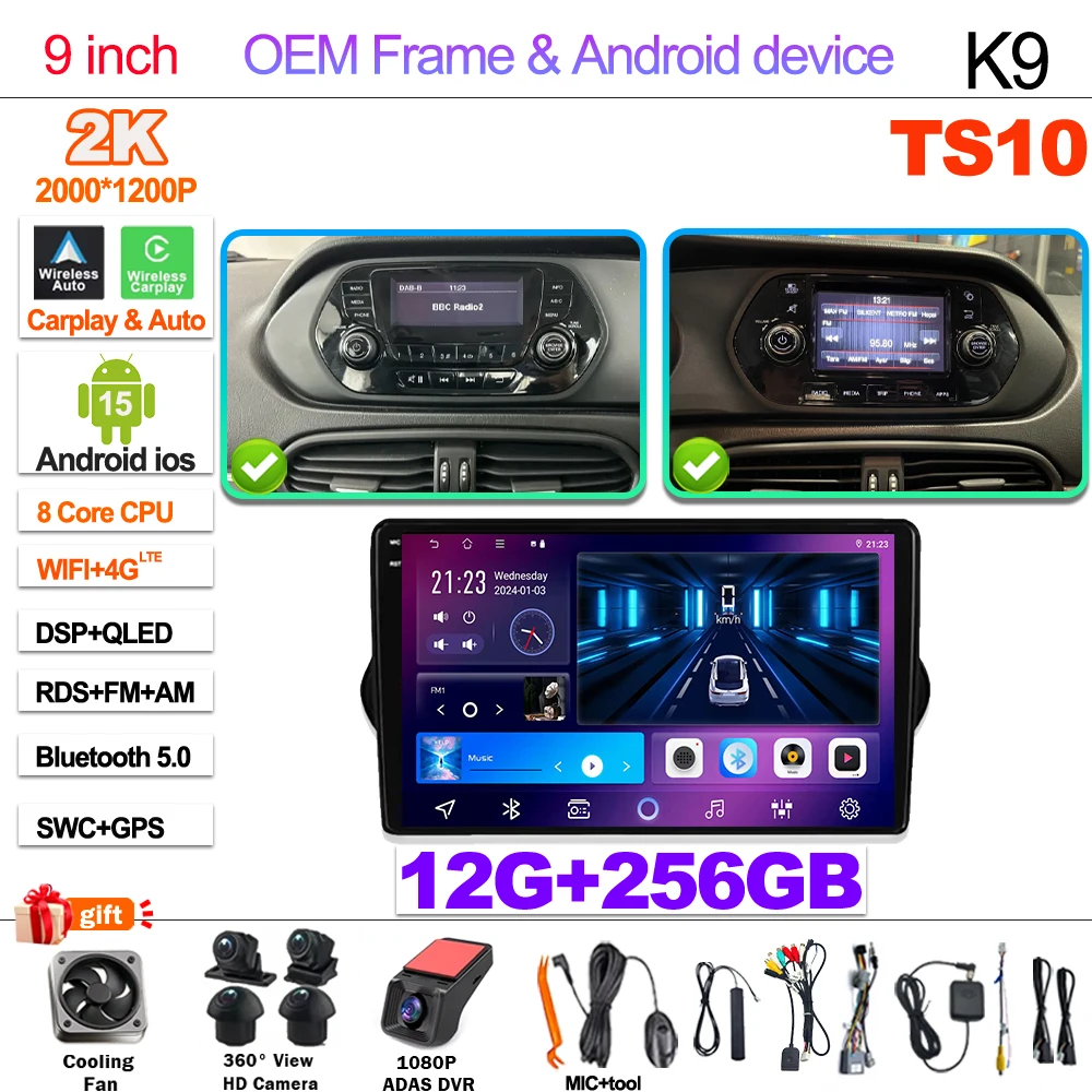 Android 15 Voor Fiat Tipo Egea 2015-2023 2din Head Unit Carplay Auto Radio Multimedia Speler GPS Stereo GEEN 2DIN DVD Wifi 5G