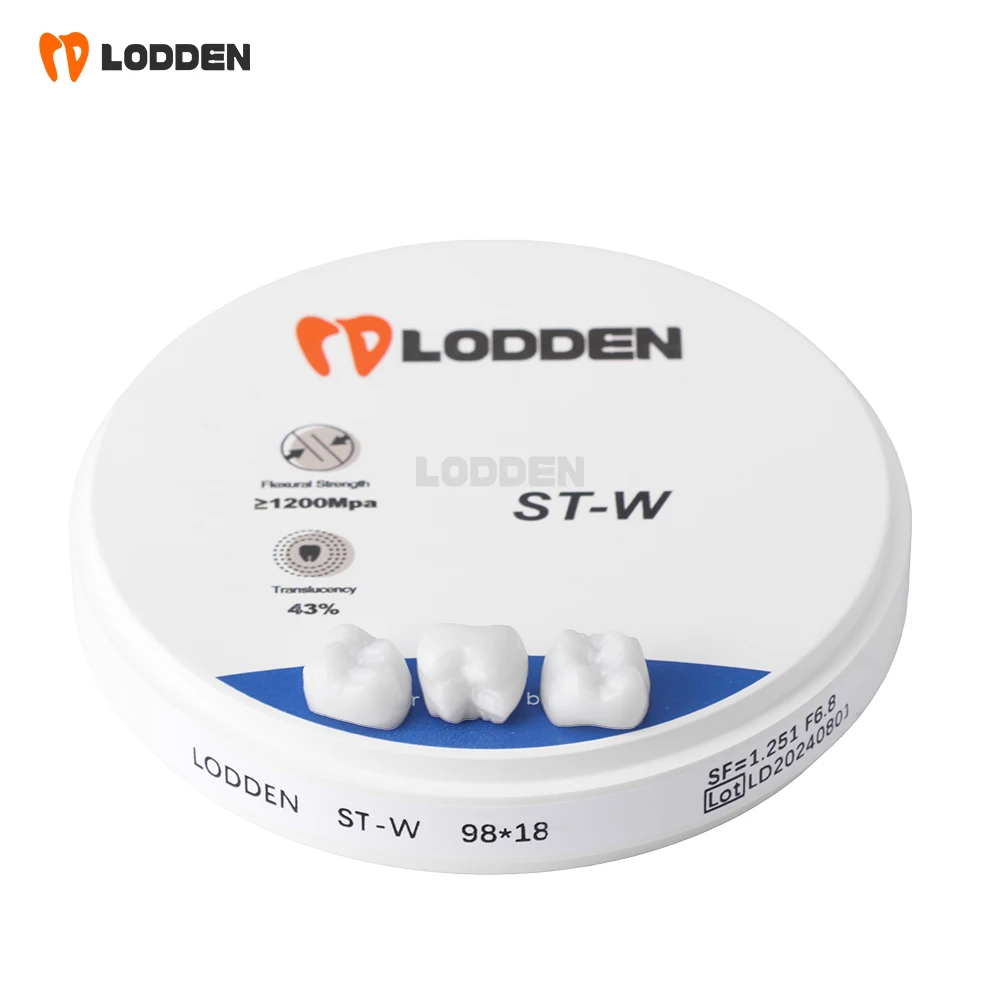 LODDEN Dental Lab White Zirconia Blocks ST-W/SHT-W/HT-W Open System 98mm CAD CAM Dentistry Denture Materials