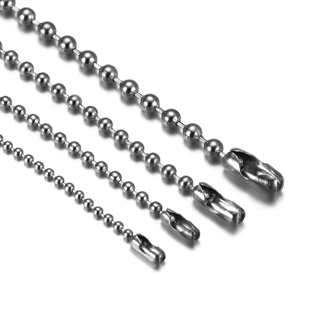 Stainless Steel Finished Chains Necklace Ball Chain with Findings Bundle Steel Jewelry Bead Necklaces Men Accessories 1.6-3mm
