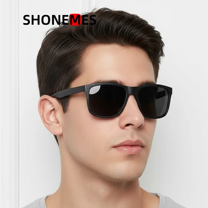 Shonemes الاستقطاب مربع النظارات الشمسية الكلاسيكية الرجال النساء ظلال TR90 الإطار في الهواء الطلق UV400 نظارات شمسية سوداء للجنسين