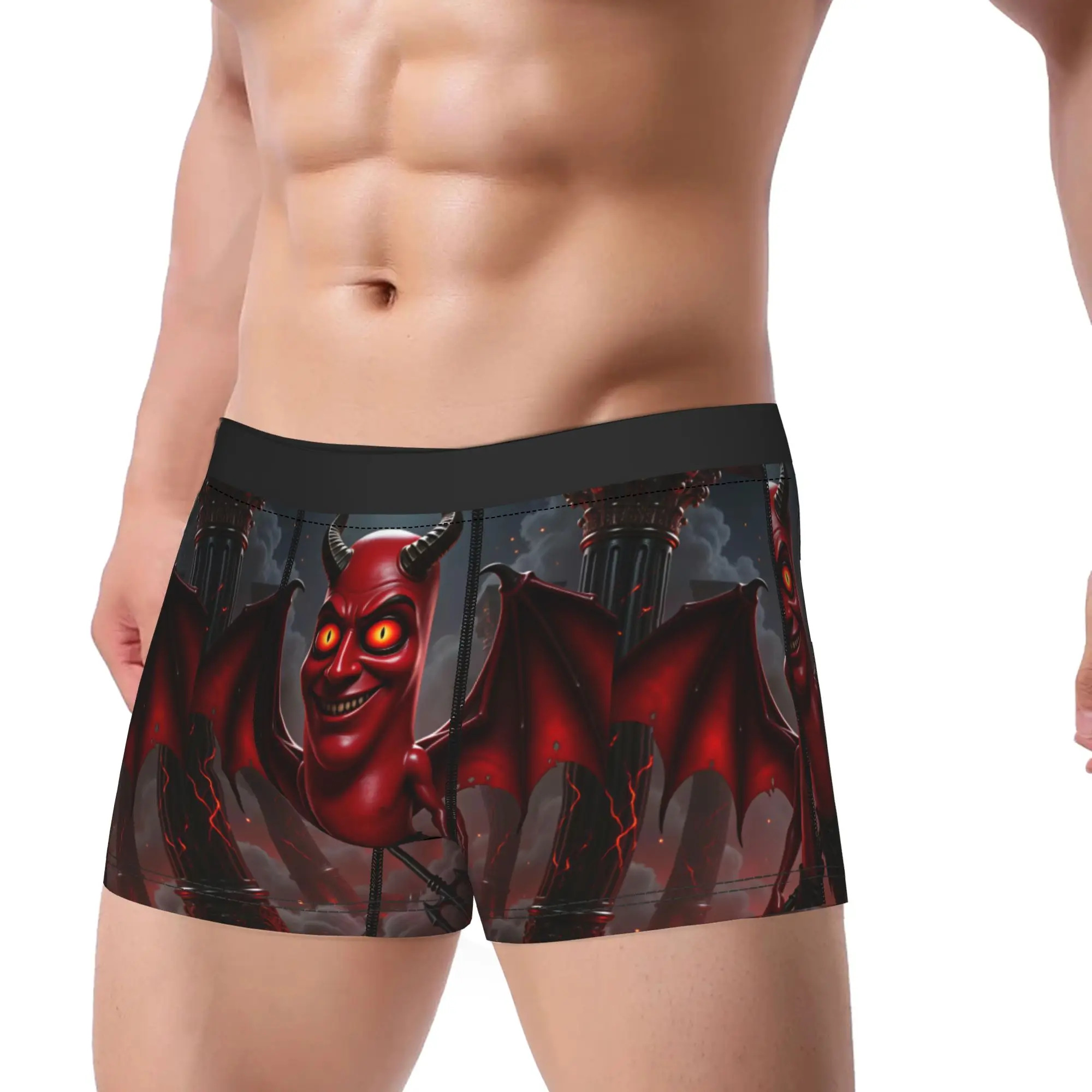 Tung Tung Sahur Red Devil Demon Horror Meme Underwear Customs Boxer Shorts High Quality Man Underpants Sexy Soft Boxer Brief