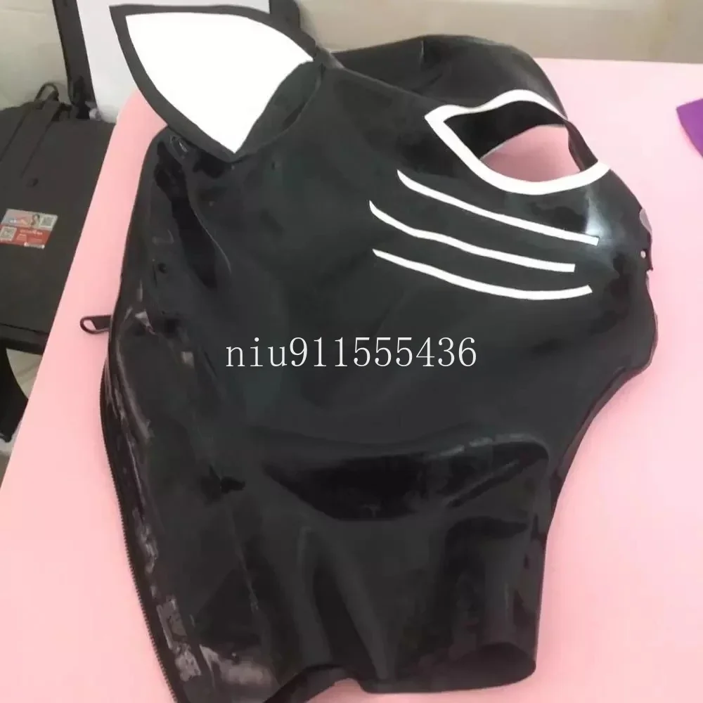 

Latex Mask Rubber Unisex Hood Cosplay Cat woman Back Zipper Rubber Fetish Cosplay Mask Latex Headgear Customized XS-XXL
