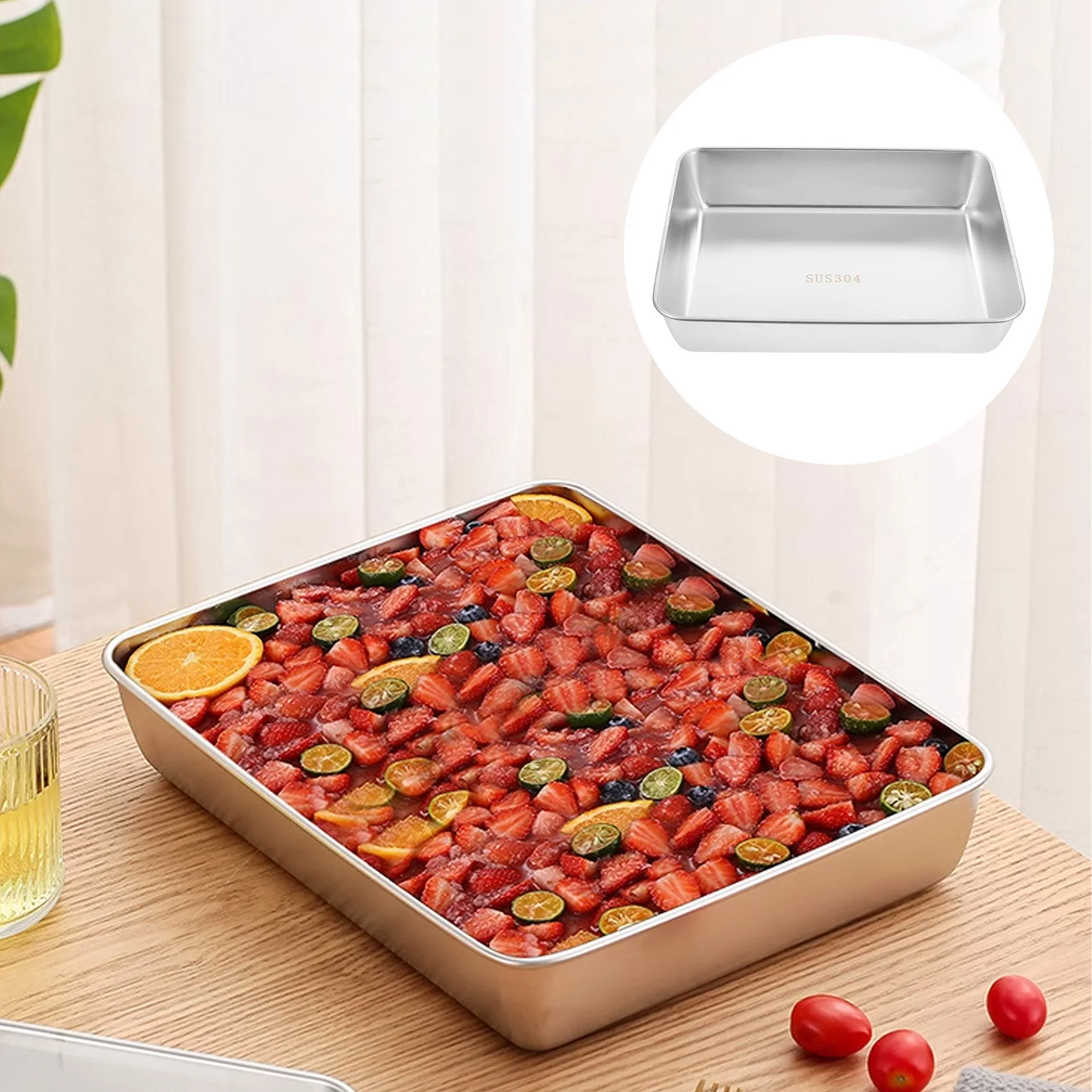 

Rectangle Baking Pan Stainless Steel Oven Tray For Cake Bread Tiramisu Baking Supplies Kitchen Bakeware Roasting Pan