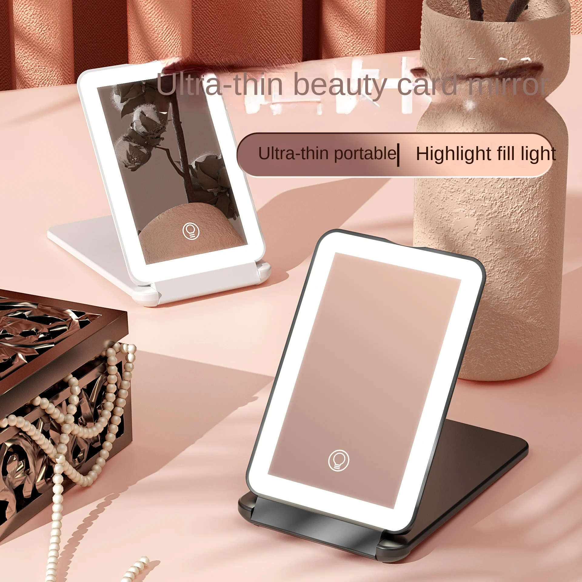 Makeup Mirror with Cosmetic Mirrors Foldable Travel Makeup Touch Screen Dimming