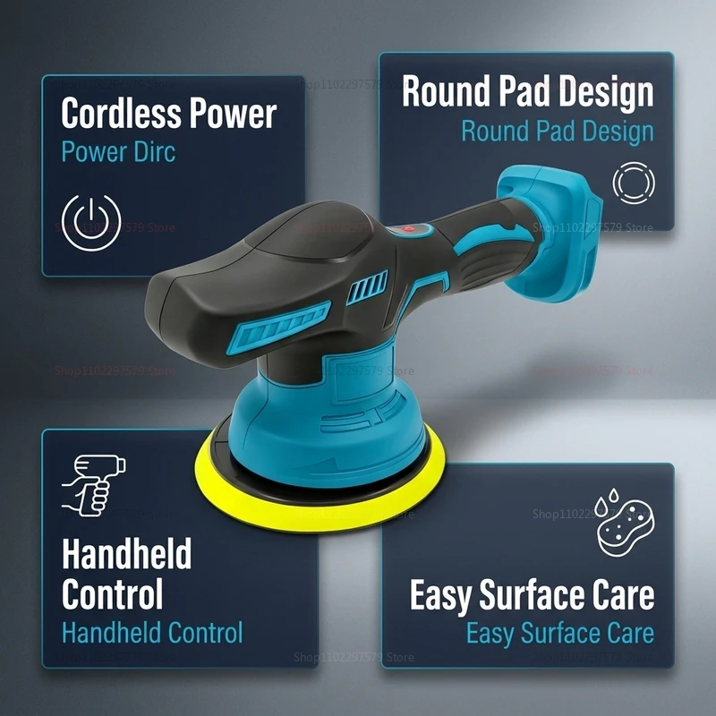 Wireless 18V Electric Car Polisher Rotary Buffer Machine for Waxing Sanding Sealing Glazing Auto Detailing Tools view 2