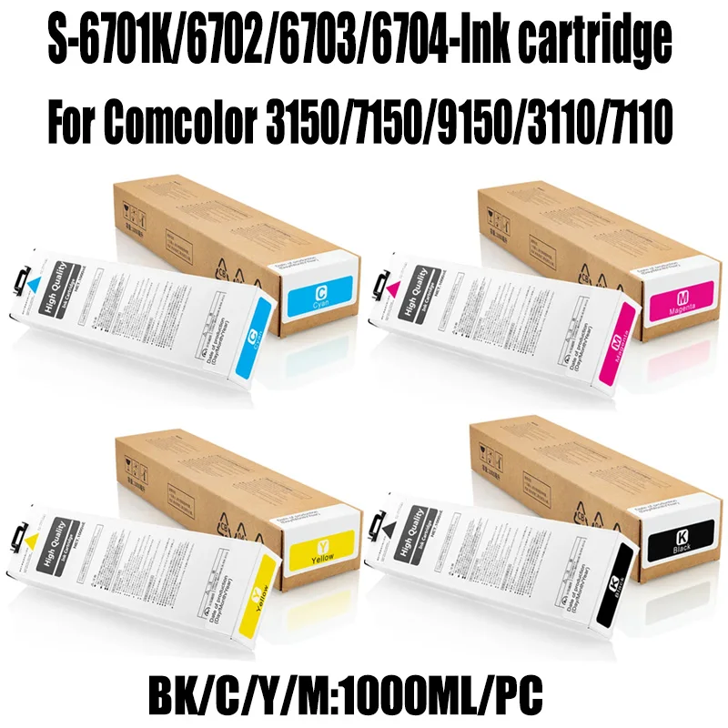 S-6701 S-6702 S-6703 S-6704 G/E 1000ML Ink Cartridge with chip Compatible For Riso Comcolor 3150 7150 9150 3110 7110 Printer