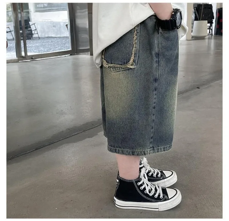 1-10 Jahre Jungen-Jeansshorts RAISE, lockere Sommer-Kindershorts mit elastischem Bund, lässige Shorts für Kleinkinder und Babys, Jungen-Jeansshorts – Detail 11