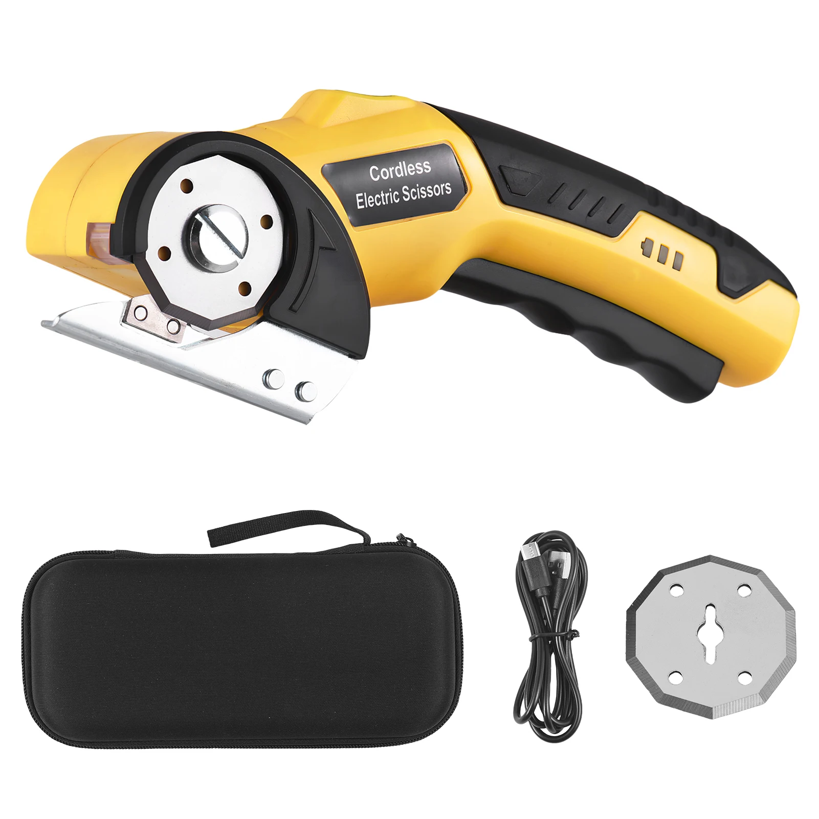 Cordless Electric Scissors 4V Rechargeable Cardboard Box Cutter Fabric Scissor with Safety Lock & LED Light for Leather