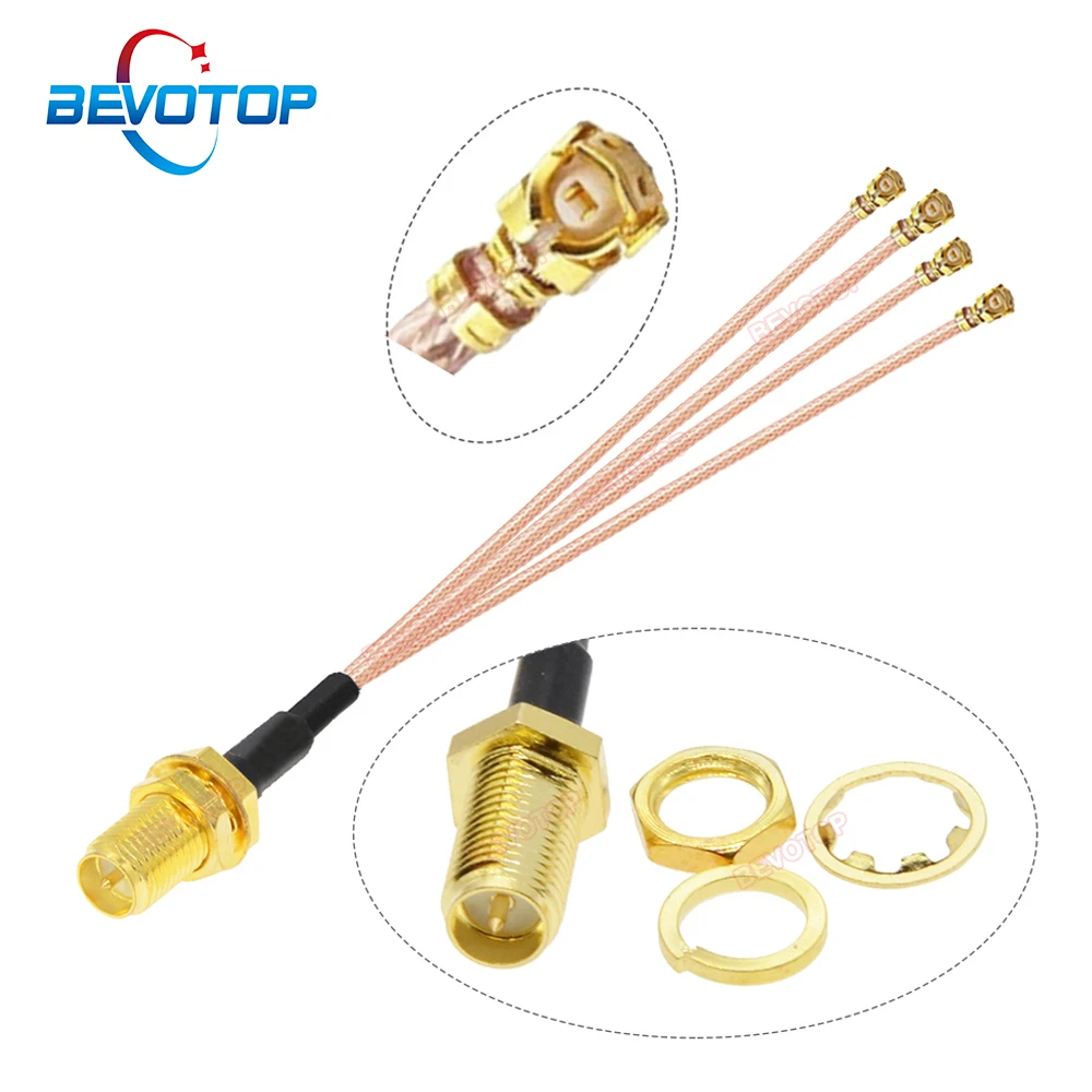 1PCS 1 SMA to 4 IPX Splitter Cable 4 x U.fl Ipx 1 Female to 1 x SMA Female RG178 Cable WIFI Antenna Extension Jumper Pigtail