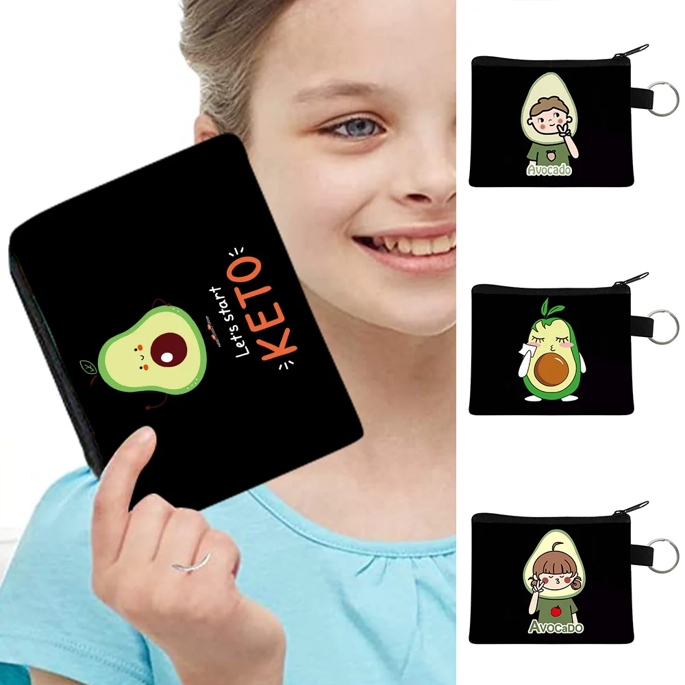Coin Bag Casual Purse Wrist Coin Wallet Women New Cosmetic Handbag Canvas Comfortble Soft Popular Avocado Print Cartoon Tote Bag