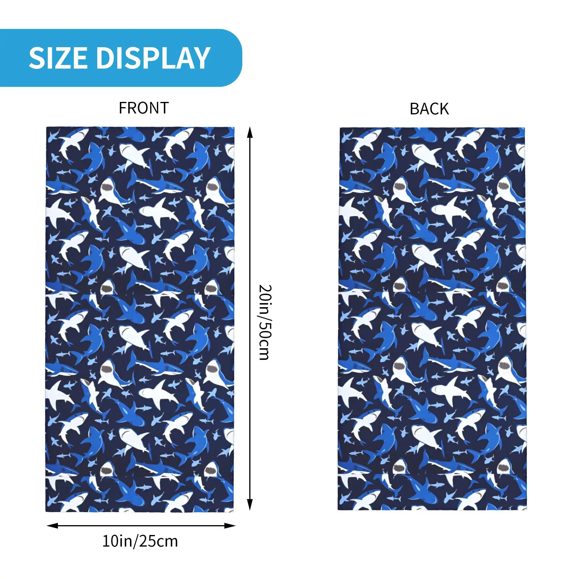 Shark Bandana الرقبة الجراب المطبوعة} وشاح سحري دافئ عقال ركوب الخيل للجنسين الكبار قابل للغسل