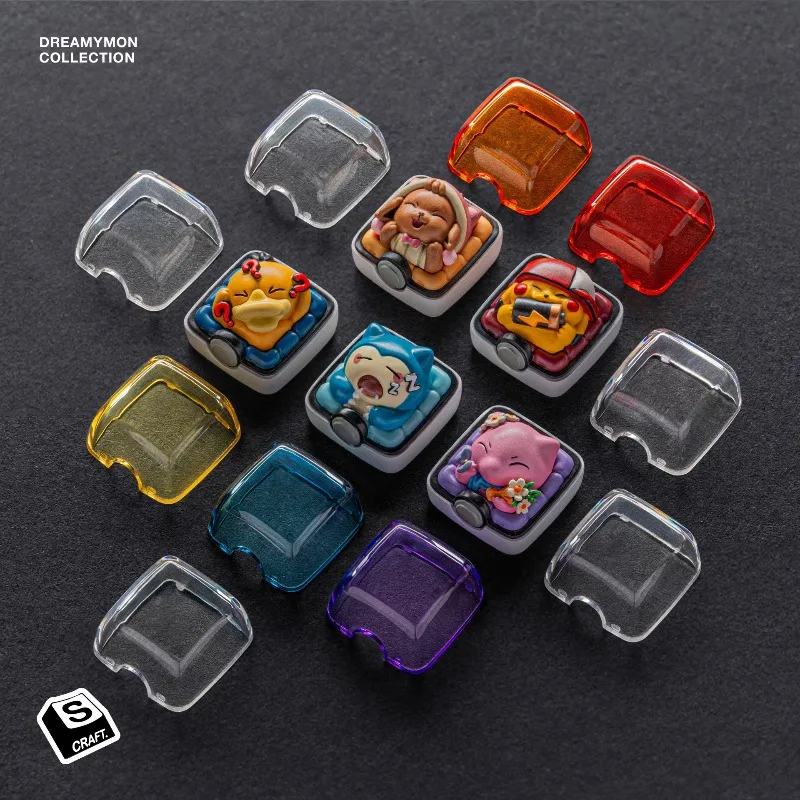 

S-craft Pokemon DREAMYMONR2 Механическая клавиатура из смолы по индивидуальному заказу с персонализированными колпачками для клавиш и магнитными валами, различные подарки