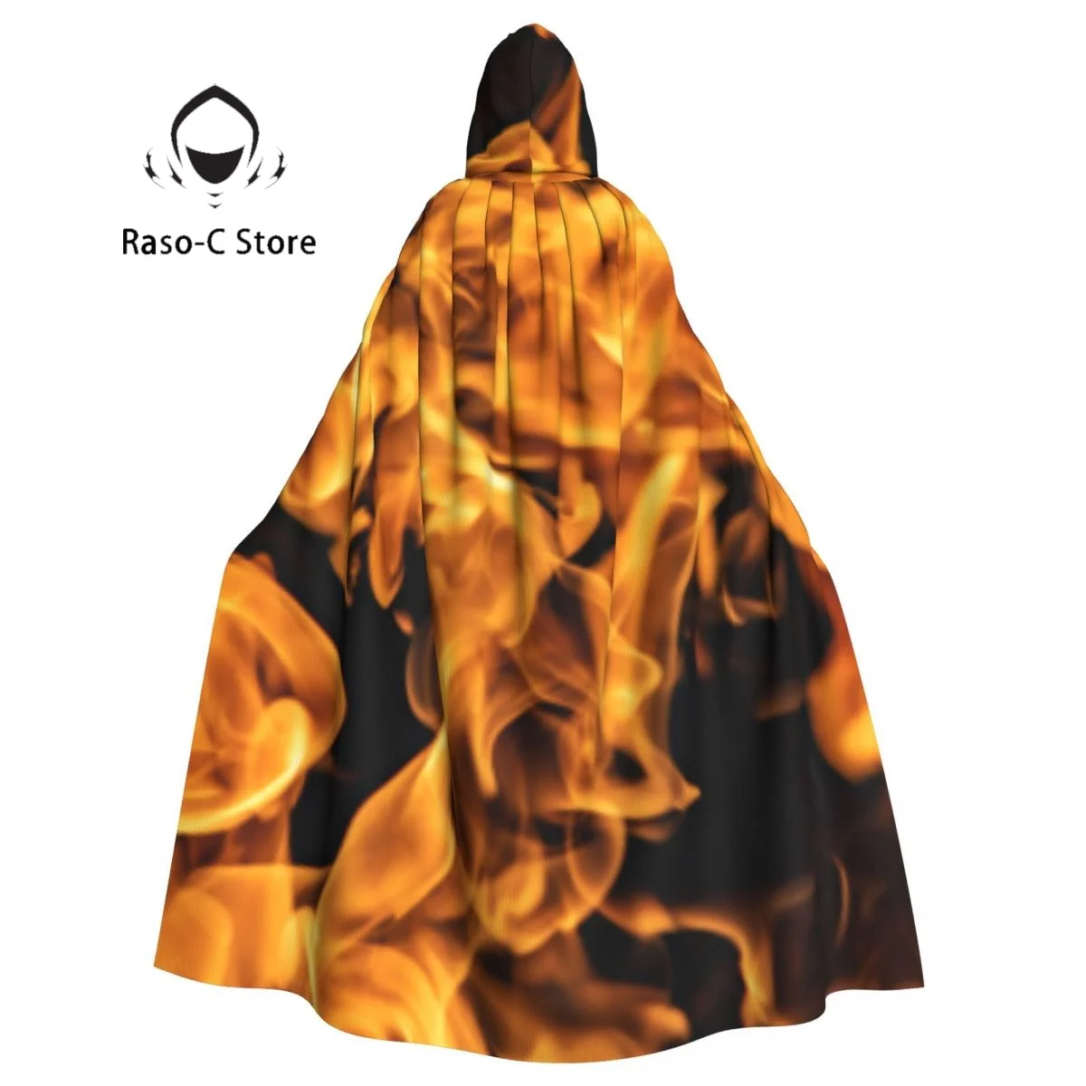 Long Cape Cloak Fire Abstract Blaze Hooded Cloak Coat Autumn Hoodies