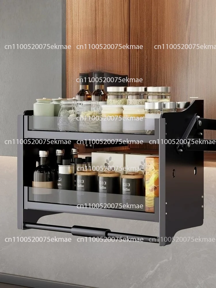 Upper Kitchen Cabinet Pull Down Lift Basket Soft Close Damper Storage  Wall Rack Kitchen Storage Shelf