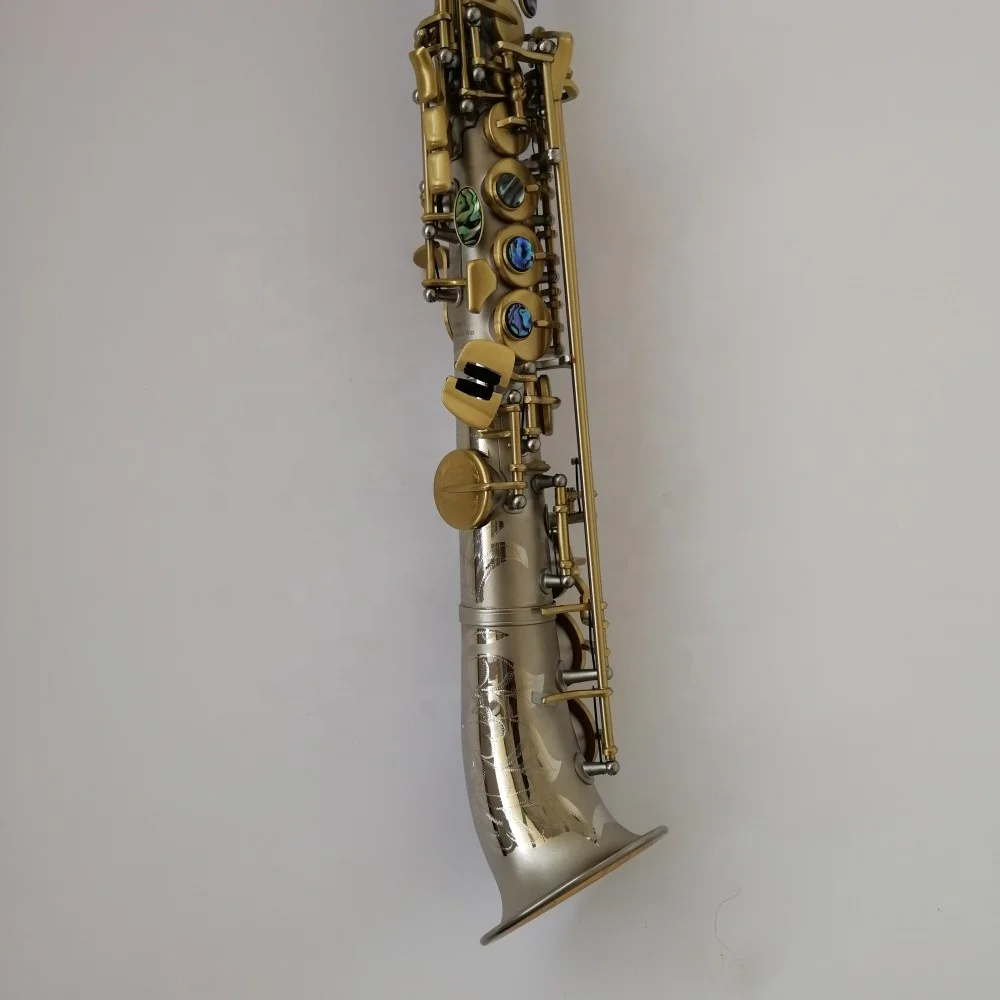 Matt Nickel Body Matt Lacquer Keys High Quality Bb Key Curved Bell soprano Saxophone Musical Instruments