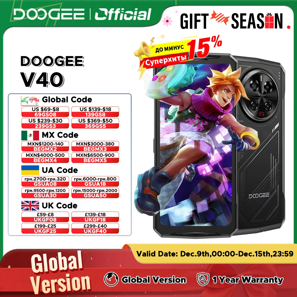 Estreno mundial DOOGEE V40 5G teléfono resistente 12GB 512GB Smartphone para juegos dimensión 7300 6,78 \