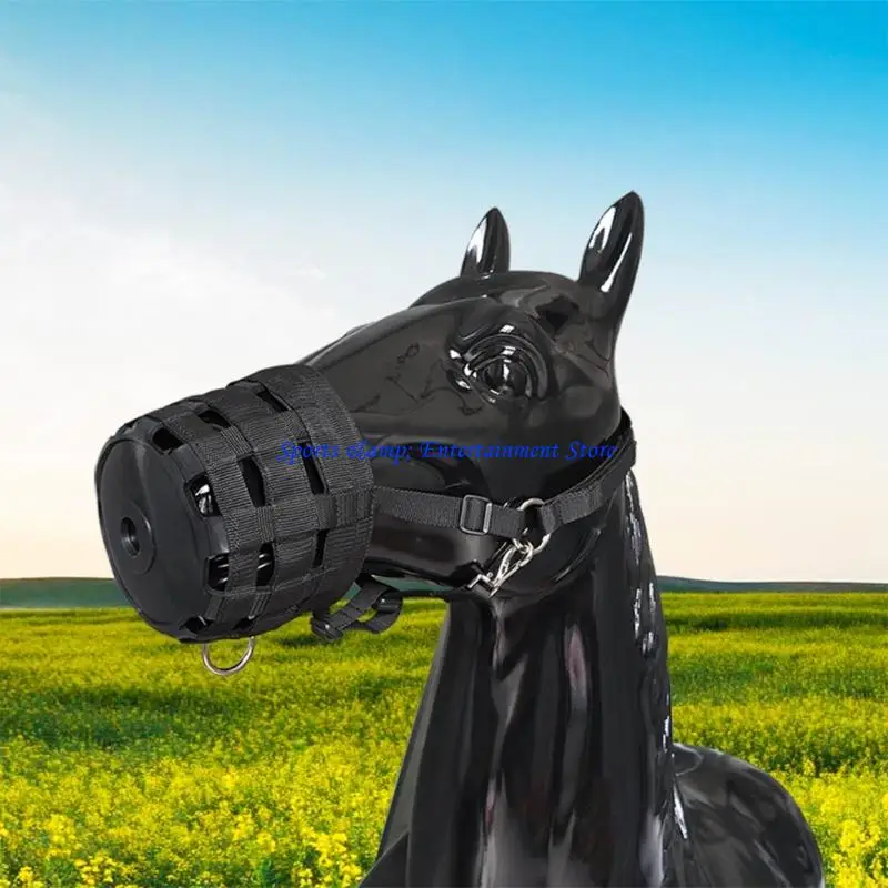 G7NF Ventilated Grazing Muzzle with Attached Breakaway Horse Halter Mouth Guard Protector With Enhanced Safety Mesh