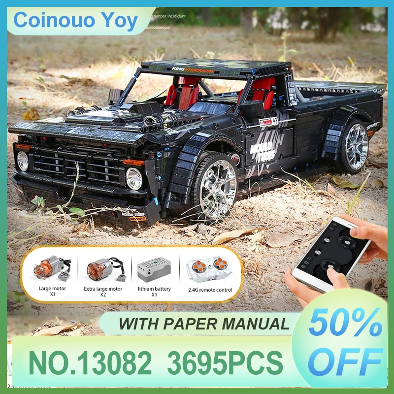 Mould King 13082 Technisches MOC-34316 F-150 Sportfahrzeug-Bausteine, ferngesteuertes technisches Auto, DIY-Spielzeug für Weihnachten, Jungen