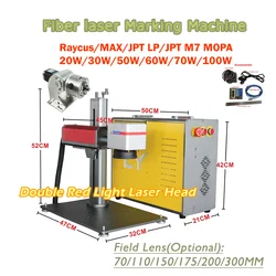 Macchina per marcatura laser a fibra 60W JPT M7 MOPA Tipo diviso 100W Raycus Acciaio Ferro Incisione in oro con doppia testa laser a luce rossa