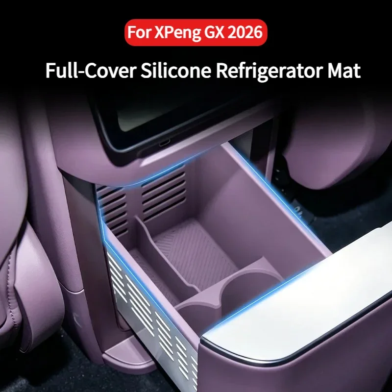 For XPeng GX 2026 Full-Cover Silicone Refrigerator Mat Shockproof Noise-Reducing Storage Organizing Protective Car Accessory