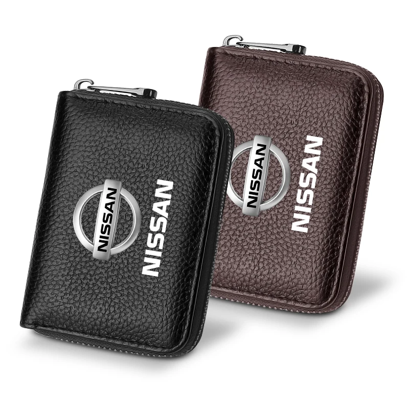 Leather Car Driver License Credit Card Holder Case Wallet Car Accessories For Nissan Qashqai X J10 Trail Tiida Juke Teana Pulsar