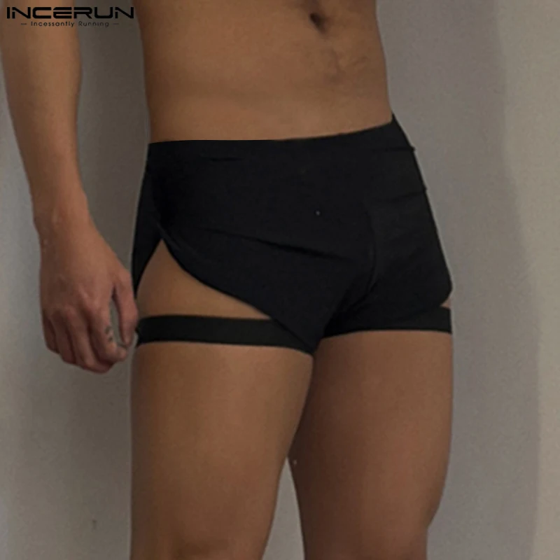 INCERUN Men Shorts Solid Color Quick-dry Summer Casual Men Bottoms Vacation 2025 Cozy Hollow Out Men Irregular Shorts S-3XL