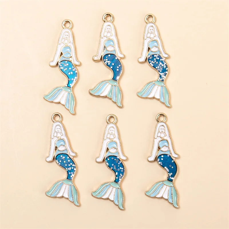 20pcs/lot 12*31mm Mermaid Fish Charms Beaty Girl Pendant DIY Necklaces Earrings for Jewelry Making Accessories