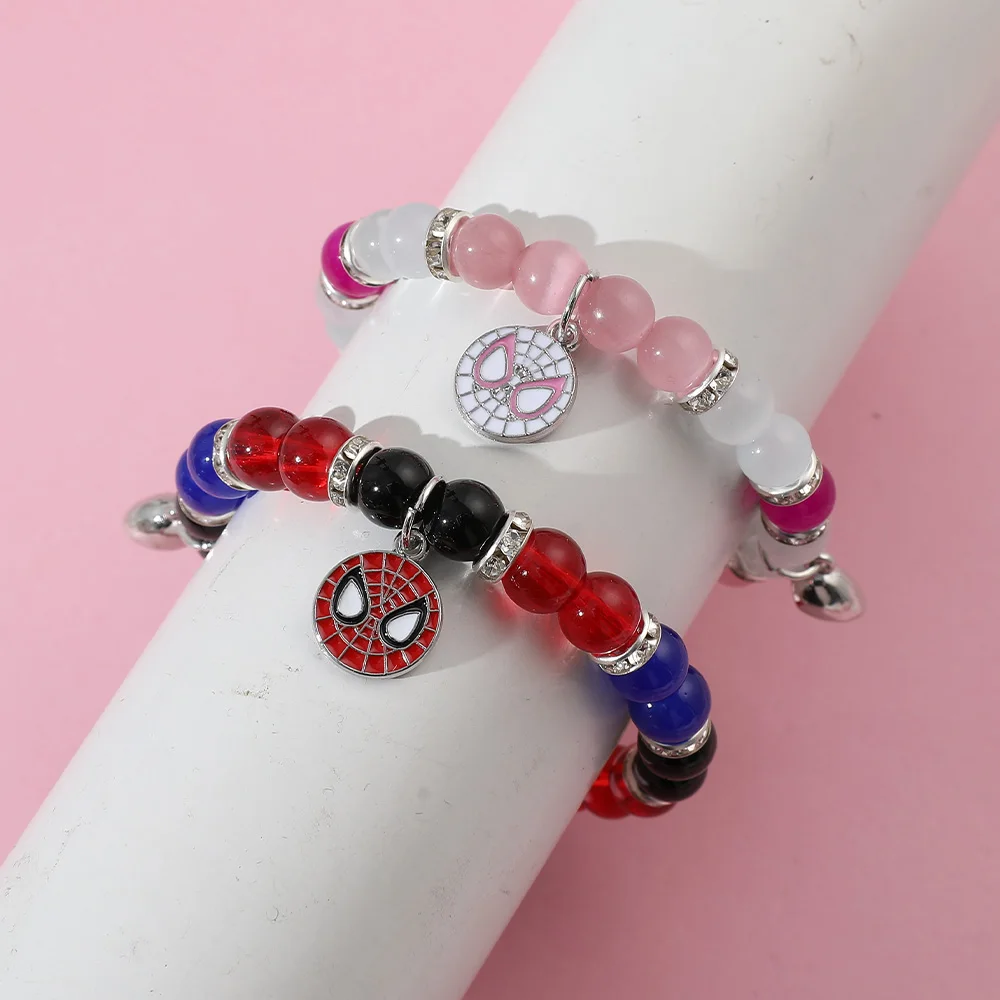 1-pack Marvel Universe Series Fashion New Product Superhero Spider-Man Pendant Magnetic Beaded Couple Bracelet