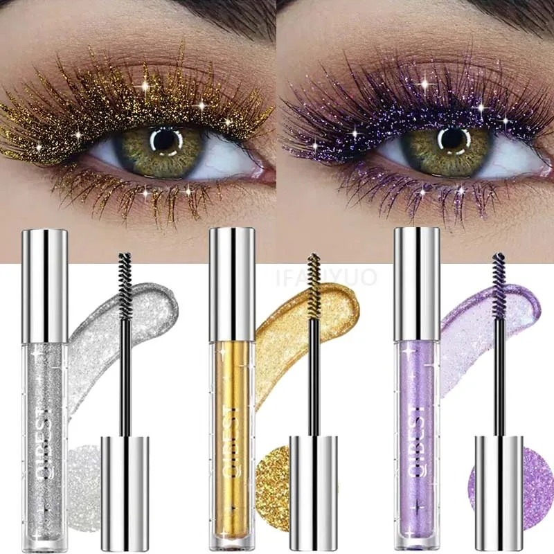 Máscara de pestañas de 6 colores, maquillaje colorido para escenario, brillo de diamante de colores, máscara resistente al agua brillante y rizada de larga duración para maquillaje creativo