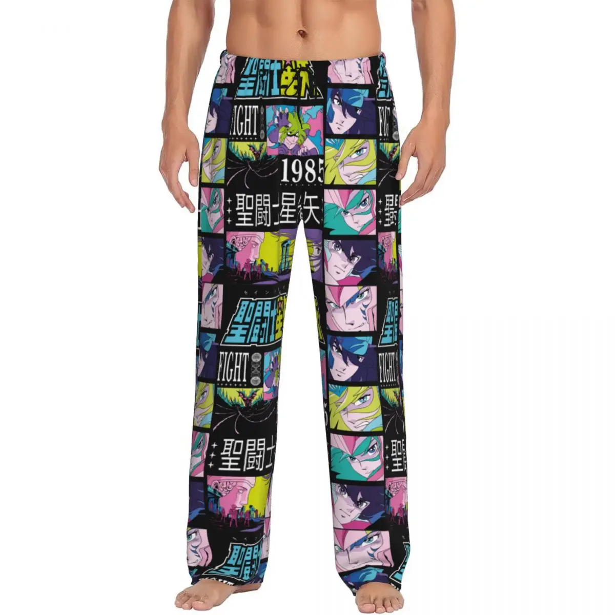 

Custom Saintes Seiya Anime Manga Pajama Pants for Men Sleepwear Lounge Sleep Bottoms Stretch with Pockets