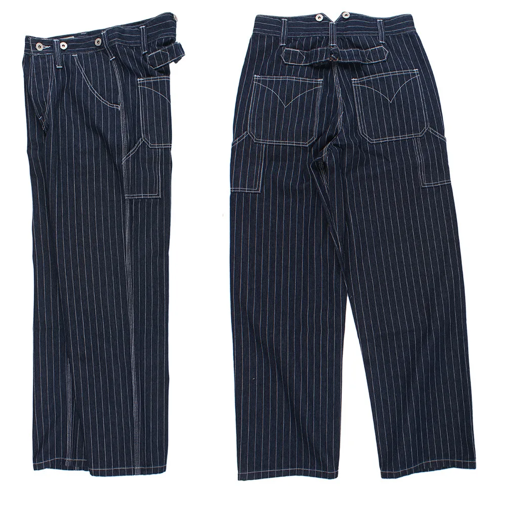 Men Color-coded Striped Loose Fit Simple Basic Casual Daily Floor Length Denim Jumpsuits Male American New Fashion Jeans Pants
