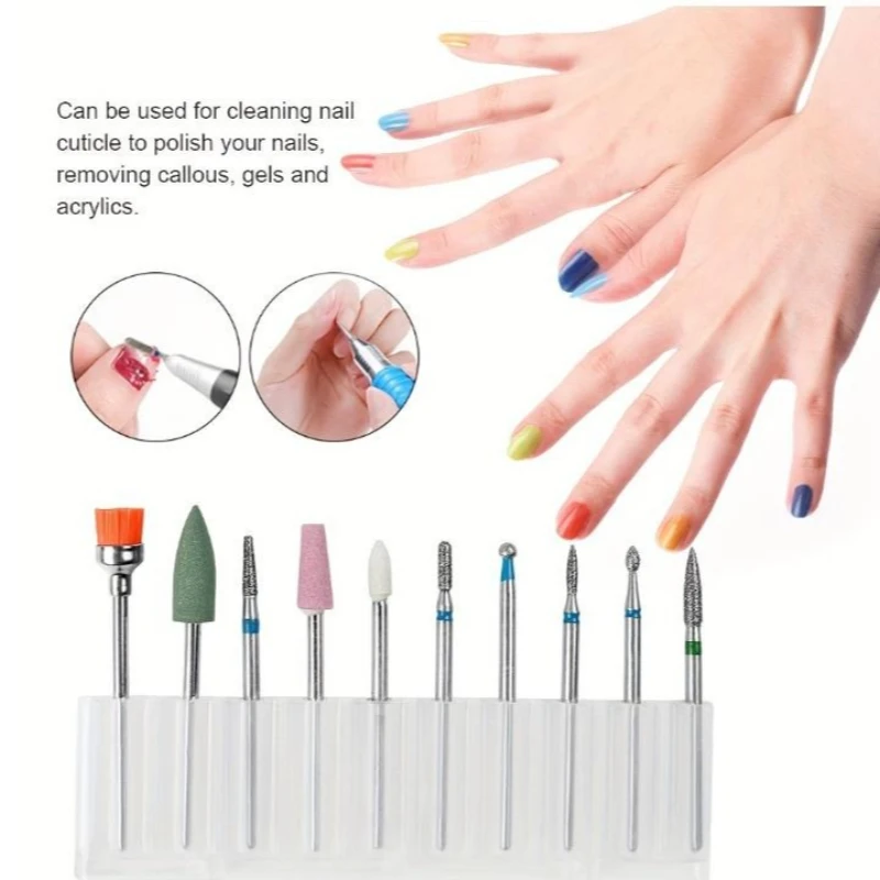 

12×10Pcs/Set Diamond Naill Drill Bit Rotary Cuticle Burr Milling Cutter Drill Bit for Manicure File Machine Cuticle Clean Tool