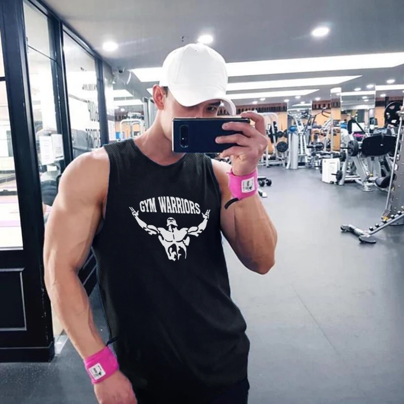 High Quality Men's Quick Dry Mesh Running Vest Gym Fitness Sleeveless Training Tank Top Summer Bodybuilding Shirt Men