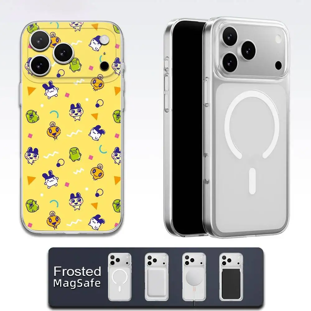 T-Tamagotchi Mametchi Kikitchi funda de teléfono para iPhone 17,16,15,14,13,12,11,Pro,Max,Plus,E,Air,Mini Magsafe esmerilado transparente