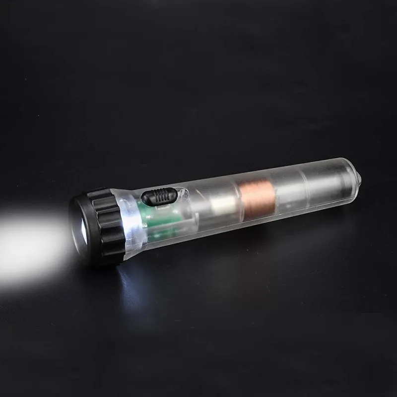 DIY Children's Hand Shaking Rechargeable Flashlight Strong Magnetic Self Generating Emergency Fluorescent Transparent Toy